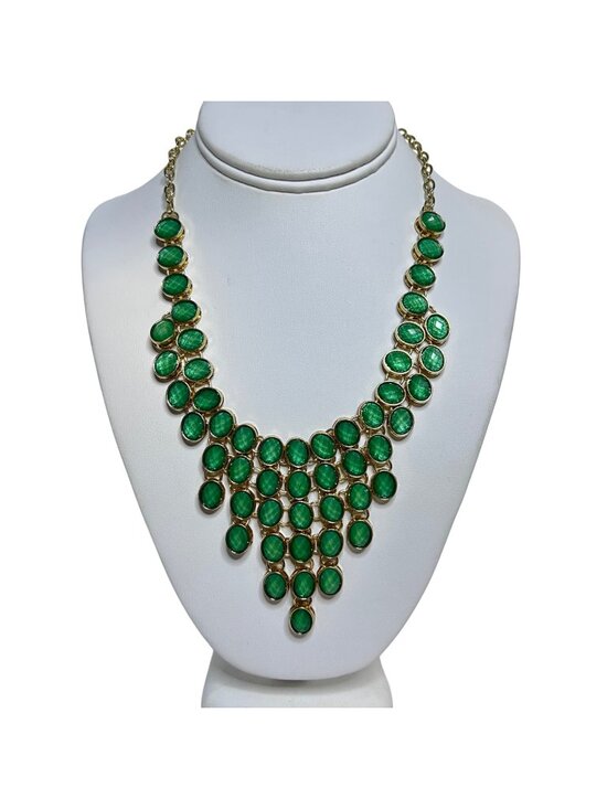 Cara New York Jewelry - Cara New York Gold Tone And Green Statement Bib Necklace (6357)